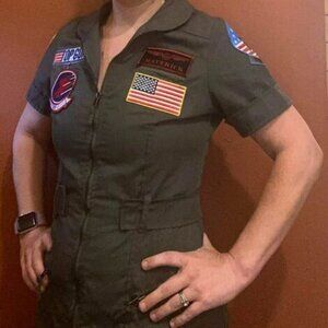 Top Gun Flight Suit Costume – Women’s Maverick Pilot Jumpsuit